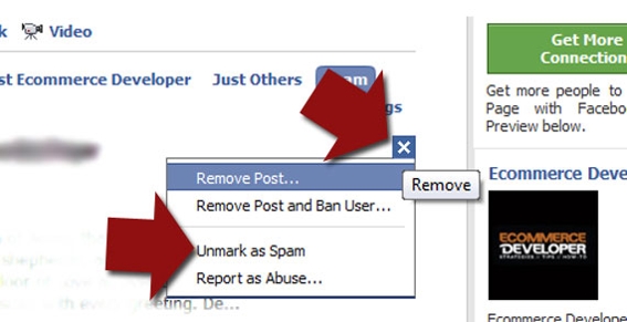 Oddly, the way to rescue a post from Facebook's spam filter is to click the "x" that typically means "remove."