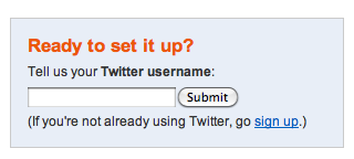 Input your Twitter handle into the form field.