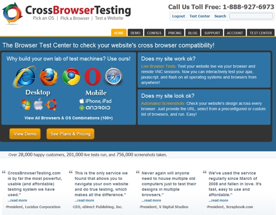 CrossBrowserTesting.com home page.