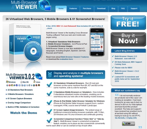 Multi-Browser Viewer home page.