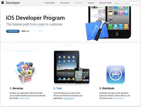 Apple iOS Developer Project home page.