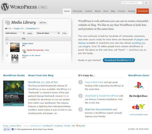 WordPress.org home page.