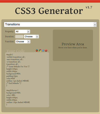 CSS3 Generator home page.