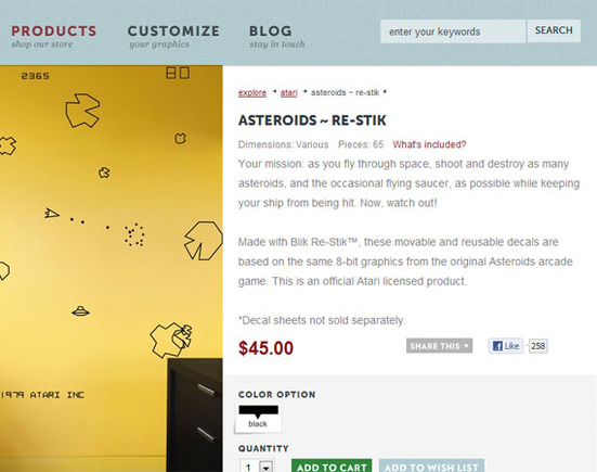 Asteroids Re-Stick Wall Graphics