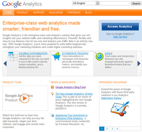 Google Analytics home page.