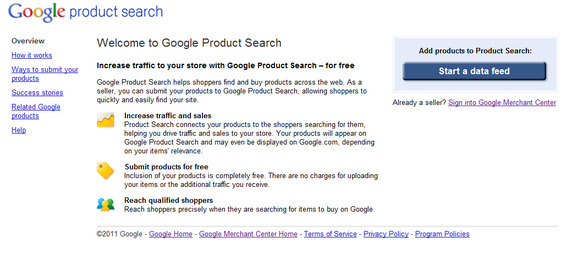 Google Product Search login.