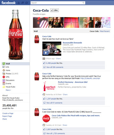 Coca-Cola Facebook page.