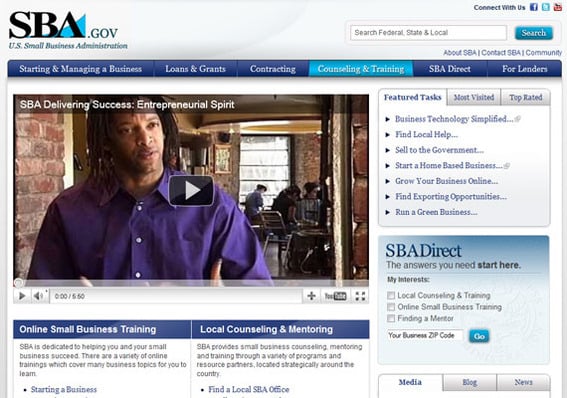 SBA home page