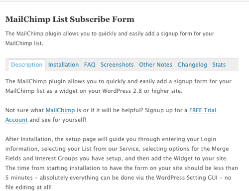 MailChimp List Subscribe Form.