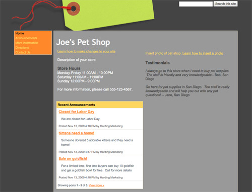 Online Store Site Template.