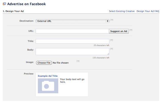 Design your Facebook ad on this page.