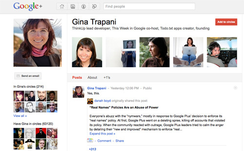 Gina Trapani on Google+.