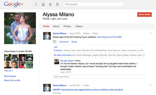 Alyssa Milano on Google+.