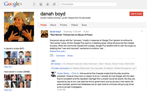 Danah Boyd on Google+.