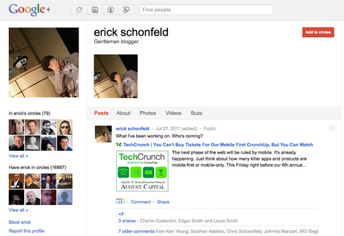 Erick Schonfeld on Google+.