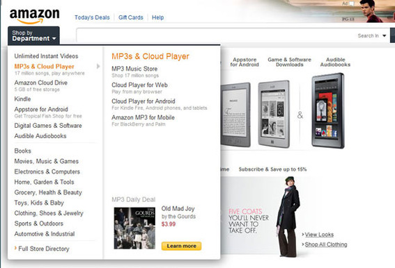 The new Amazon site includes design details that were not found in the earlier site.