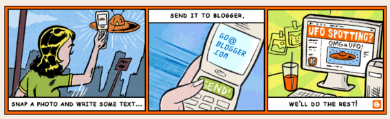 Popular blog platform Blogger enables mobile blogging via SMS and email.