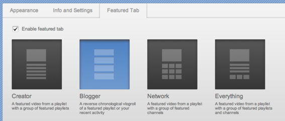 YouTube offers four Channel layout templates.