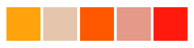 Analogous colors: orange, red-orange, and red.