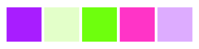 Split complementary scheme: Yellow-green vs. red and blue-violet. The base color is the bright green.