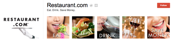 Restaurant.com works its tagline — "Eat.Drink.Save Money" — into the photos.