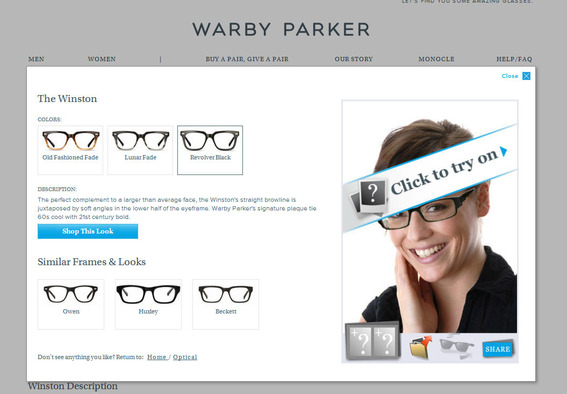 Parker's virtual try on is ahead of the curve in ecommerce marketing.