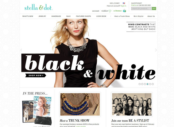 The Stella & Dot home page is an excellent example of modern site design.
