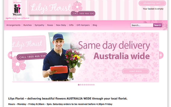 Lily's Florist home page.