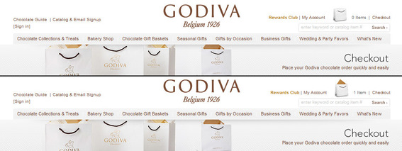 The godiva.com shopping cart icons.
