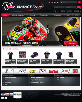 The MotoGP Store home page as customers see it.