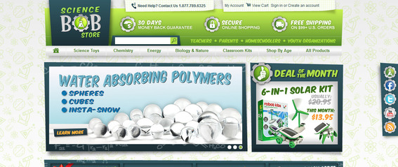 Science Bob Store's icons continue the site's gear theme.
