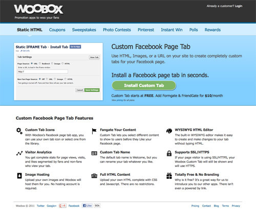Woobox Custom Facebook Page Tab.