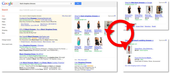 Style and placement of Google Shopping ads varies.