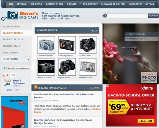 Steve’s Digicams, a content site with product reviews geared toward photographers.