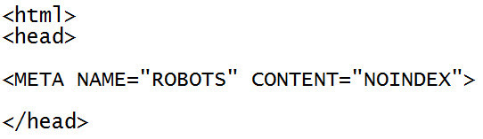 Example of a meta robots noindex tag.