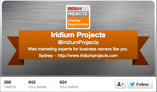 Web marketing company Iridium Projects designed its header to showcase the bio.