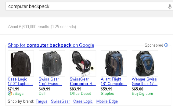 Product images from the search "computer backpacks."