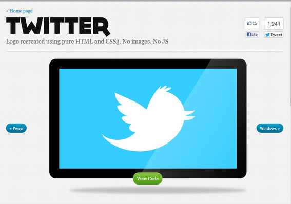 Ecsspert recreated the Twitter logo using CSS descriptions.
