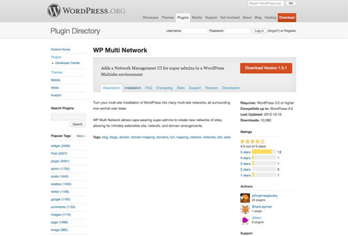 WP Multi Network Plugin on WordPress.