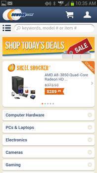 Newegg uses an "m" subdomain for its mobile site.