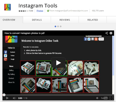 Instagram Tools create PDF documents and online slideshows.