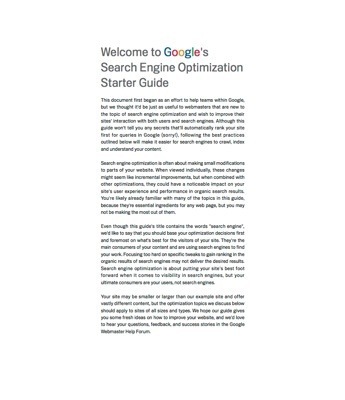 Google SEO Starter Guide.