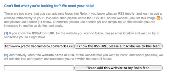 Rolio users can create a personalized list of feeds.