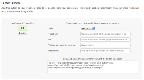 The social sharing button can be added to any webpage or blog.