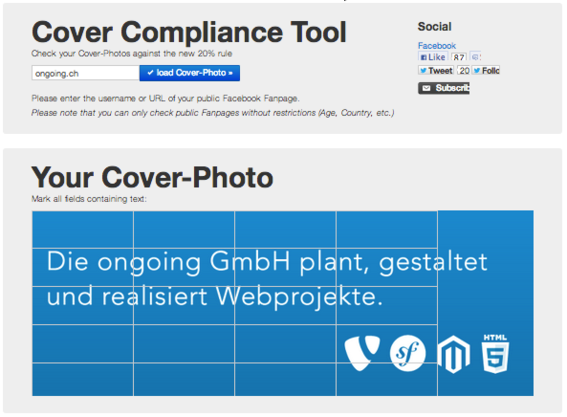 Facebook cover compliance tool.