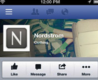 Cover images are partially obstructed in the mobile app, such as in this example from Nordstrom.
