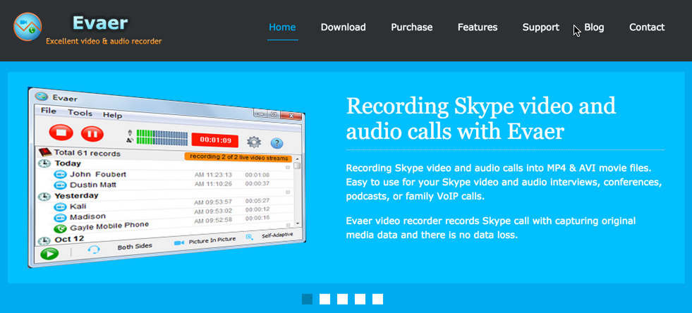 Evaer records Skype calls.