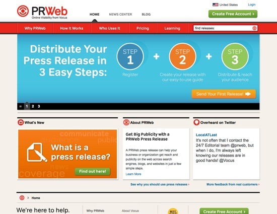 PRWeb website