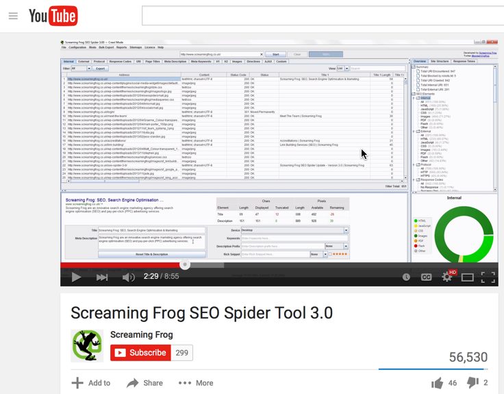 Screaming Frog SEO spider tool.