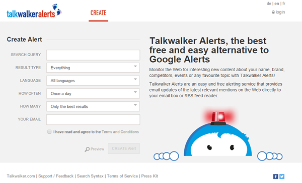 Create an alert within Talkwalker.